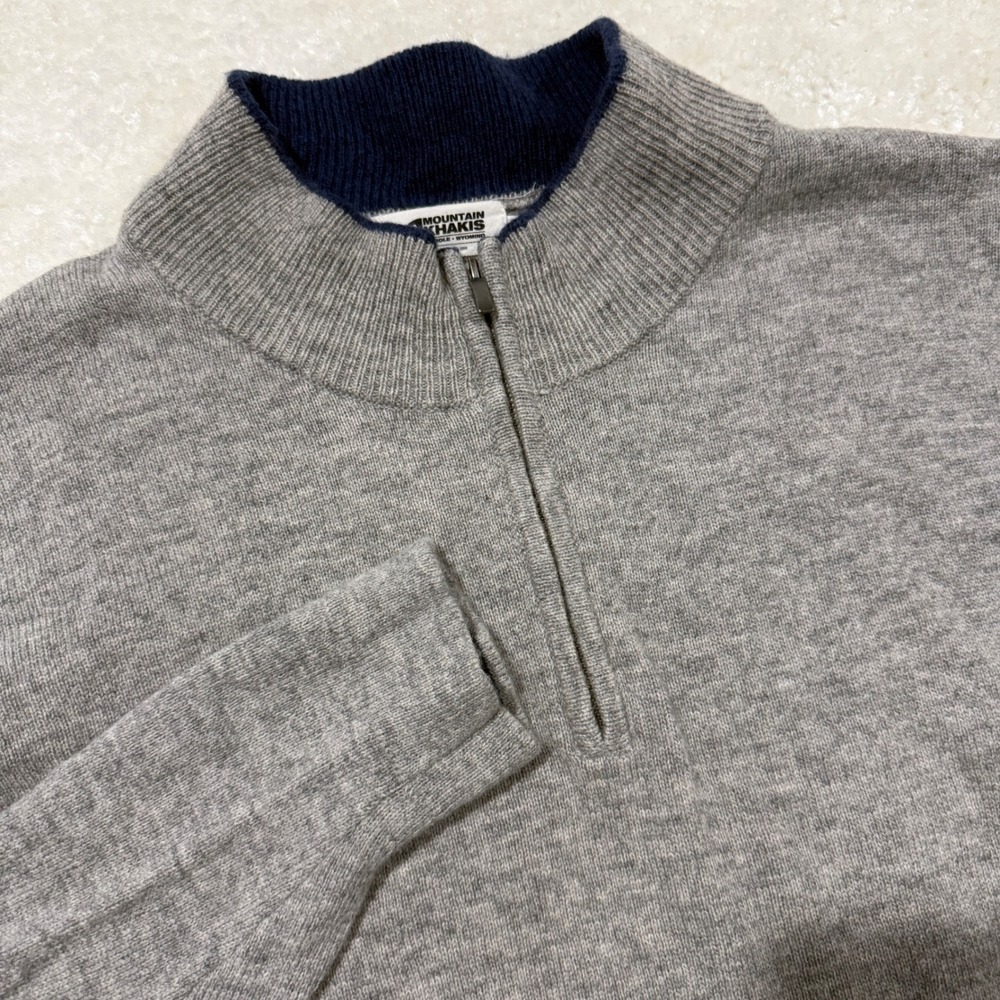 Mountain Khakis Sweater Mens XL Gray 100% Merino Wool Quarter Zip Pullover